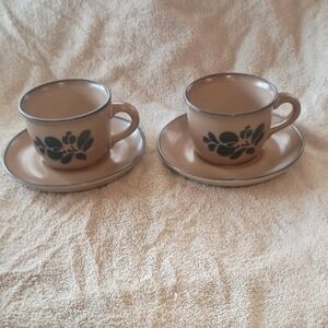 Folk Artby by Pfaltzgraff Set of 2 Saucer And Coffee Tea Mug. Elevating Mornings